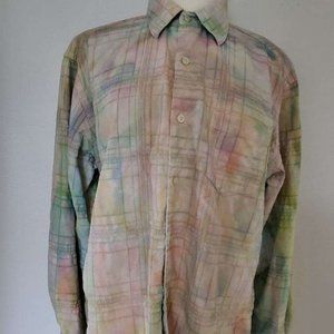 Painted Tommy bahama long silk shirt pink green blue purple yellow orange tiedye